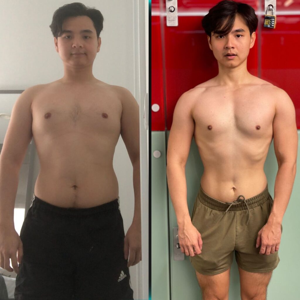 Body transformation results from personal trainer in London showing fat loss and muscle gain before and after