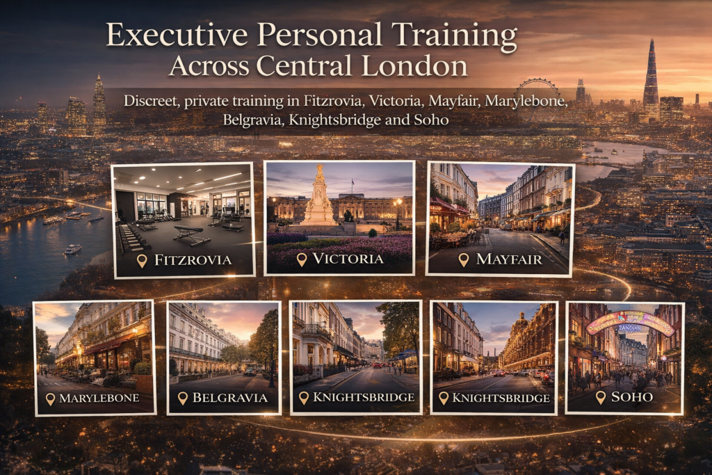 executive personal training london locations fitzrovia victoria mayfair belgravia private coaching