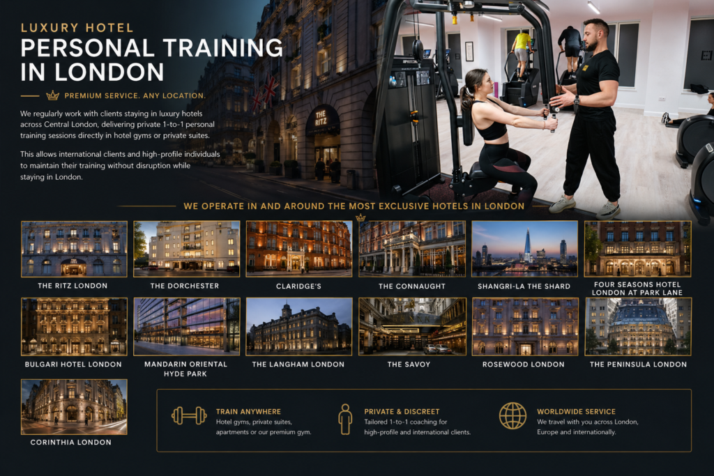 Personal trainer in London guiding client through 1-to-1 strength training session at Gymbox Victoria
