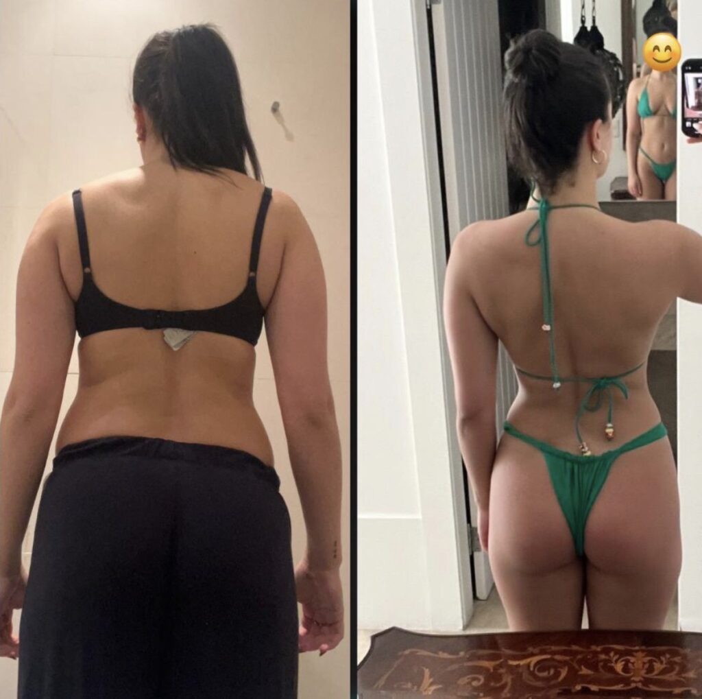 body recomposition transformation London client before after lose fat build muscle same time physique improvement
