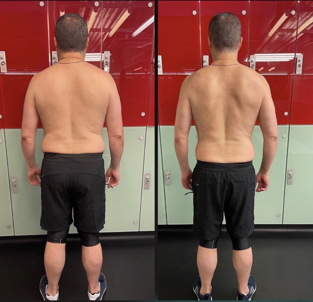 fitness transformation London fat loss before after client improved body composition Zack Fitness
