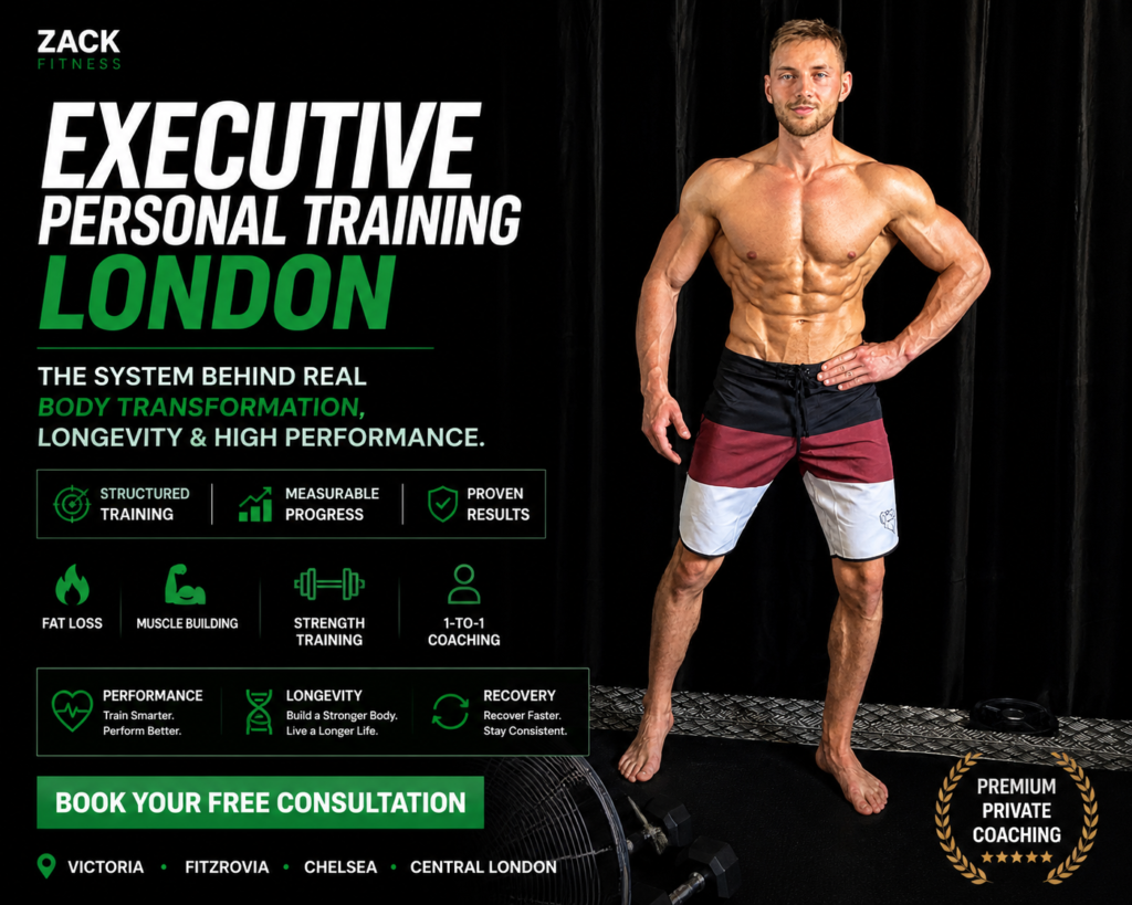 Executive personal trainers near me London Zack Fitness physique transformation and strength coaching Central London