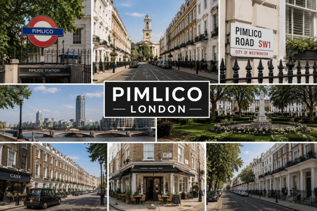 Pimlico London luxury streets and Victorian architecture near Victoria Station