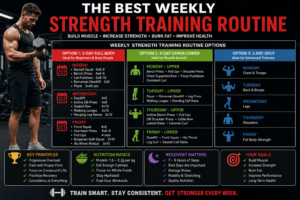 best weekly strength training routine for muscle growth strength development fat loss and long term health